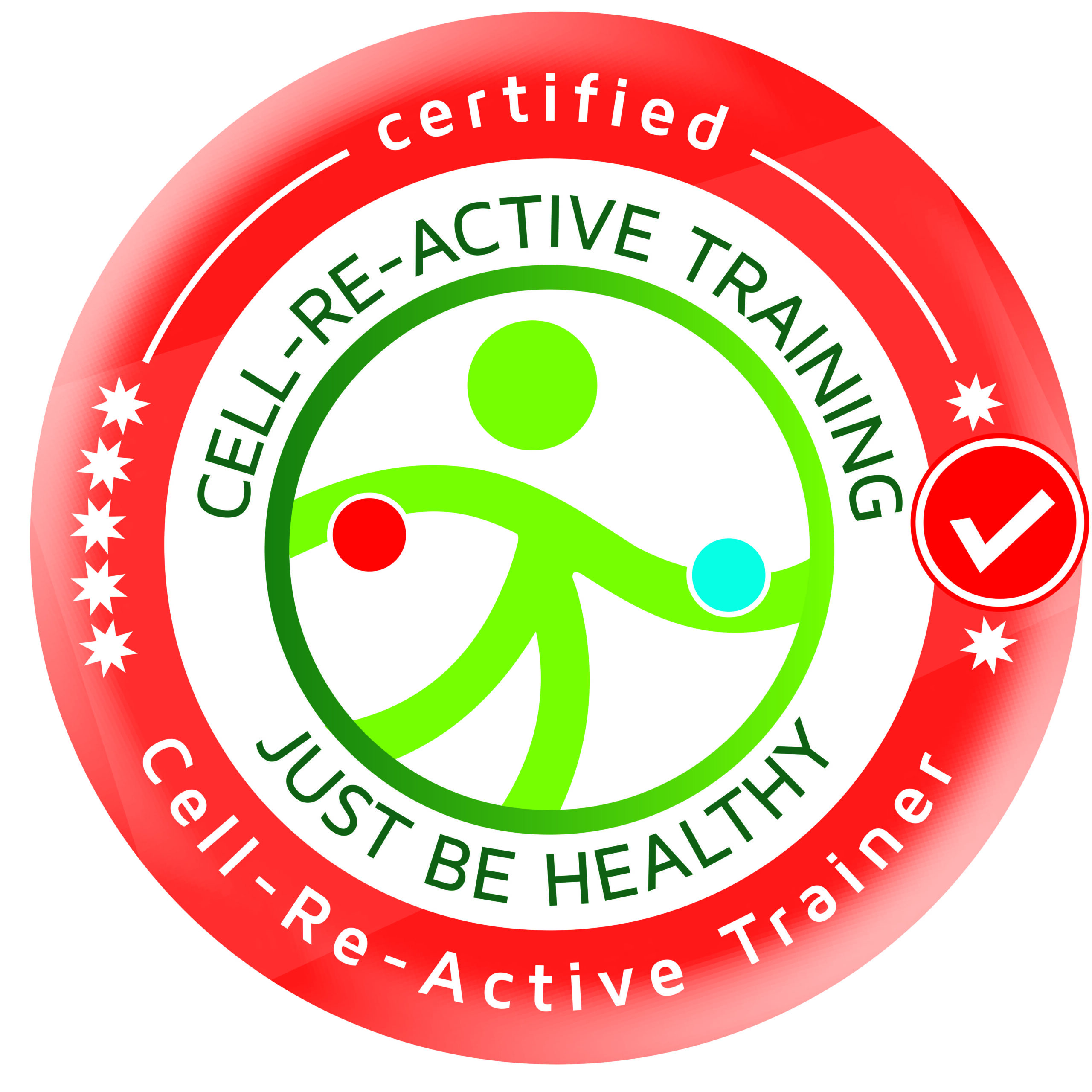 Zertifikatssiegel für absolvierte Ausbildung als Certified Cell-Reactive Trainer – Just Be Healthy